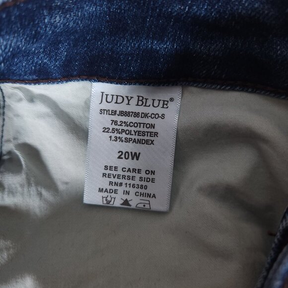 Judy Blue Tummy Control Bootcut Blue Jeans Womens 20W Short Denim Pants FLAWS - Picture 15 of 16
